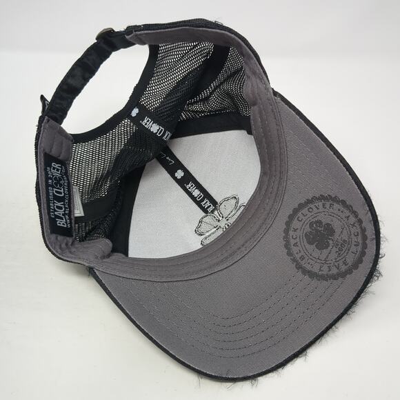 Black Clover Slideback Trucker Hat Black One Size Adjustable Mesh Back 6 Panel - Picture 7 of 10